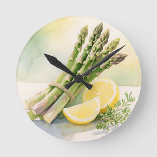 Waterverf Asperge Citroen Ronde Klok