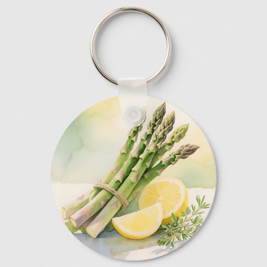 Waterverf Asperge Citroen Sleutelhanger (Voorkant)