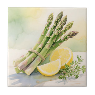 Waterverf Asperge Citroen Tegeltje