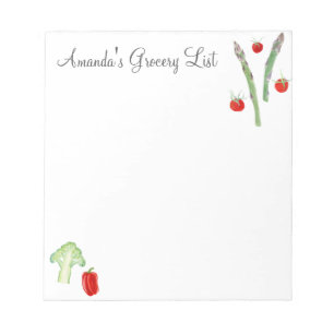 Waterverf asperges, broccoli, tomaten, paprika's notitieblok