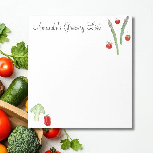 Waterverf asperges, broccoli, tomaten, paprika's notitieblok