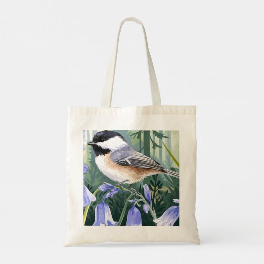 Waterverf Asters en Chickadee Quote Canvas tas (Achterkant)