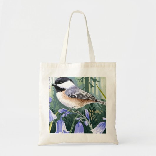 Waterverf Asters en Chickadee Quote Canvas tas (Voorkant)