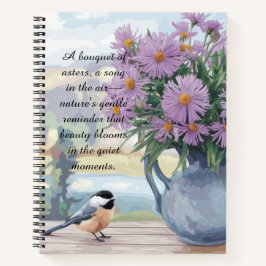 Waterverf Asters en Chickadee Quote Notitieboek