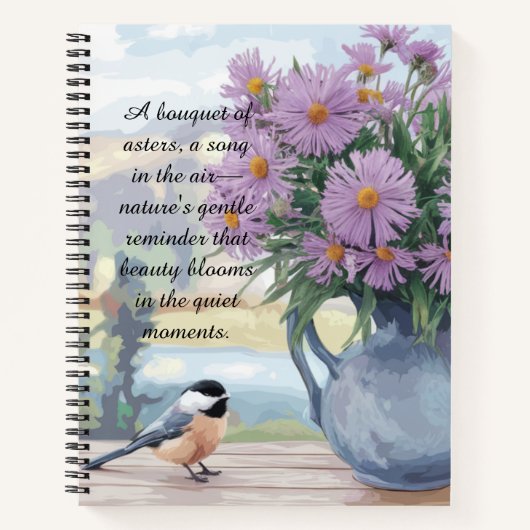 Waterverf Asters en Chickadee Quote Notitieboek (Voorkant)