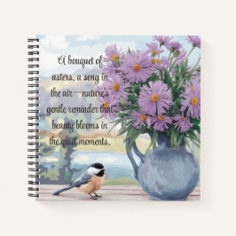 Waterverf Asters en Chickadee Quote Notitieboek
