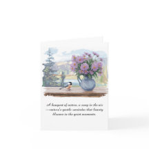 Waterverf Asters en Chickadee Quote