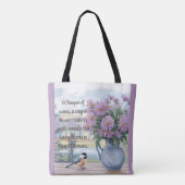 Waterverf Asters en Chickadee Quote Tote Bag (Achterkant)