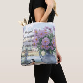 Waterverf Asters en Chickadee Quote Tote Bag (Dichtbij)