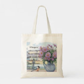 Waterverf Asters en Chickadee Quote Tote Bag (Achterkant)