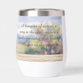 Waterverf Asters en Chickadee Quote Waterfles (Achterkant)