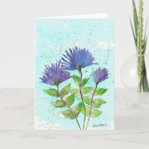 Waterverf Asters, Opmerking, Wenskaarten Kaart