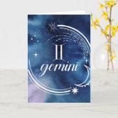 Waterverf Astrologie - Gemini Kaart (Gele Bloem)