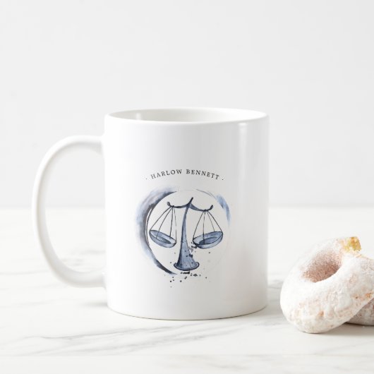 Waterverf Astrologie Zodiab Sign | Monogram Koffiemok (Met donut)
