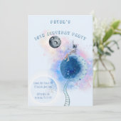 Waterverf Astronaut and Space Birthday-uitnodiging Kaart (Staand voorkant)