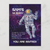 Waterverf Astronaut in de ruimte met Sterren & Gal Uitnodiging Briefkaart (Voorkant)