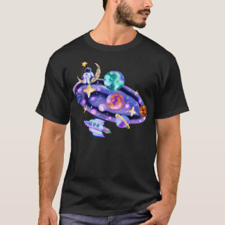 Waterverf astronaut in de ruimte t-shirt