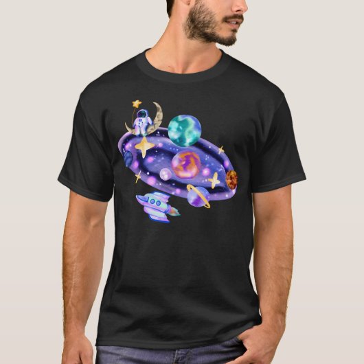 Waterverf astronaut in de ruimte t-shirt (Voorkant)