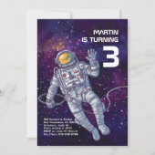 Waterverf Astronaut in Space Birthday Invitation Kaart (Voorkant)