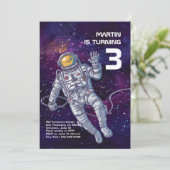 Waterverf Astronaut in Space Birthday Invitation Kaart (Staand voorkant)