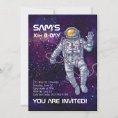 Waterverf Astronaut in Space Birthday Invitation Kaart (Voorkant)