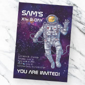 Waterverf Astronaut in Space Birthday Invitation Kaart