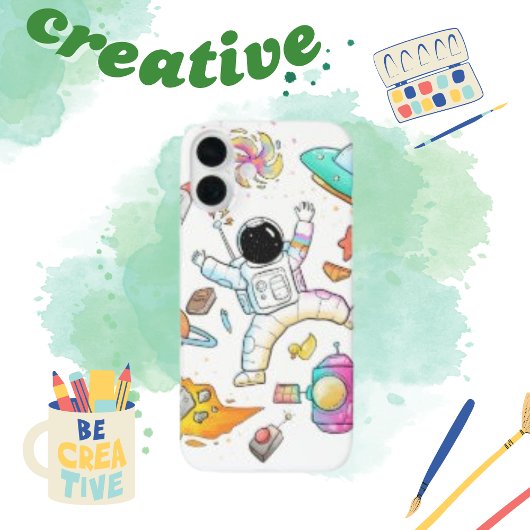 Waterverf astronaut Schattigee ruimtedoedel Case-Mate iPhone Case