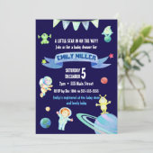 Waterverf Astronaut Space Baby shower Invitation Kaart (Staand voorkant)