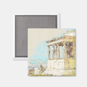 Waterverf Athenamagnet – Grieks ruïnes souvenir Magneet (Voorkant / Achterkant)