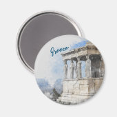 Waterverf Athenamagnet – Grieks ruïnes souvenir Magneet (Voorkant / Achterkant)