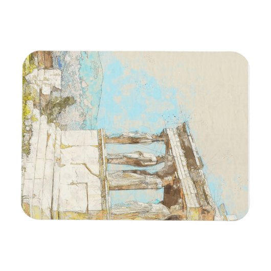 Waterverf Athenamagnet – Grieks ruïnes souvenir Magneet (Horizontaal)