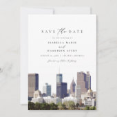 Waterverf Atlanta Georgia Skyline Save the Date Kaart (Voorkant)