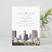 Waterverf Atlanta Georgia Skyline Save the Date Kaart (Staand voorkant)