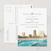 Waterverf Atlantic City New Jersey City Skyline Briefkaart (Voorkant / Achterkant)