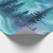 Waterverf Aurora Borealis Bos Cadeaupapier (Hoek)