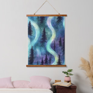Waterverf Aurora Bospatroon Hangend Wandkleed