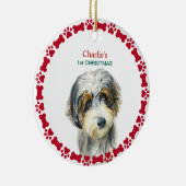 Waterverf Aussie Doodle Persoonlijk kerstfeest Keramisch Ornament (Rechts)