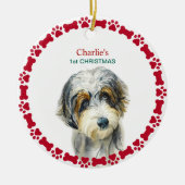 Waterverf Aussie Doodle Persoonlijk kerstfeest Keramisch Ornament (Voorkant)