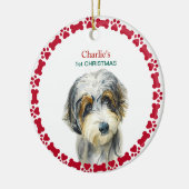 Waterverf Aussie Doodle Persoonlijk kerstfeest Keramisch Ornament (Links)