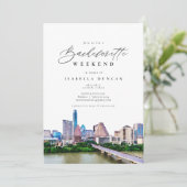 Waterverf Austin, Texas City Skyline Destination Kaart (Staand voorkant)
