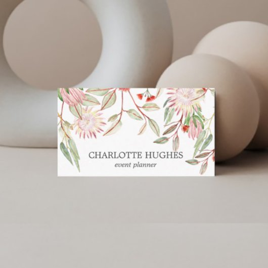 Waterverf Australian Flowers Blush Roze & Grijs Visitekaartje
