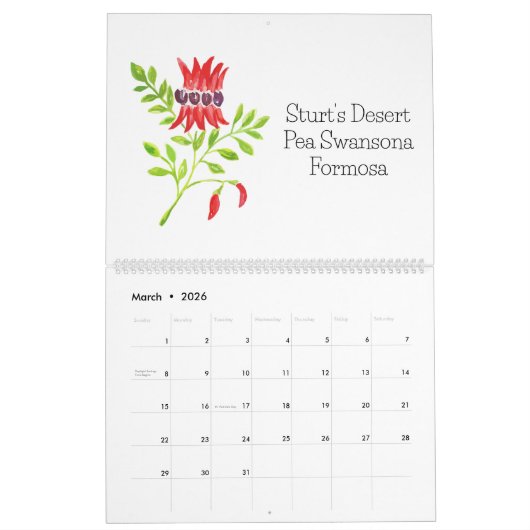 Waterverf Australian Native Flowers Kalender (Mar 2026)