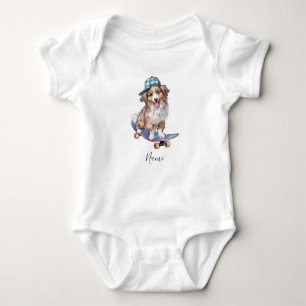 Waterverf Australian Shepherd Baby Bodysuit