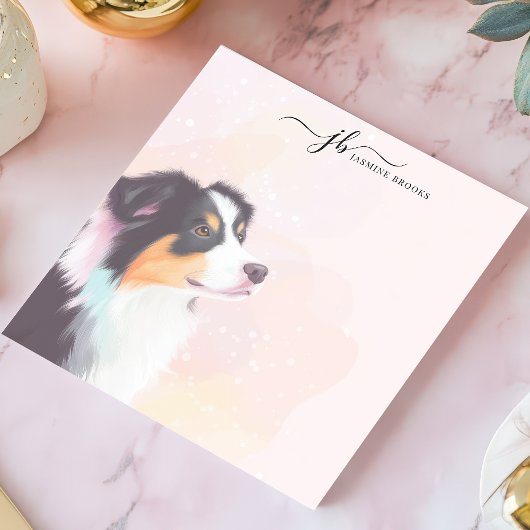 Waterverf Australian Shepherd gepersonaliseerd Notitieblok