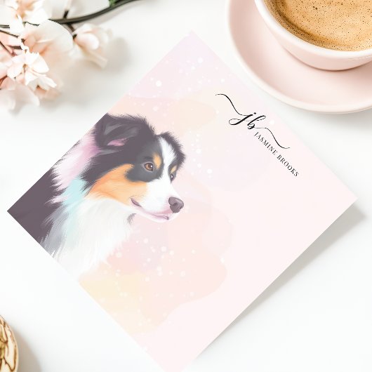 Waterverf Australian Shepherd gepersonaliseerd Notitieblok