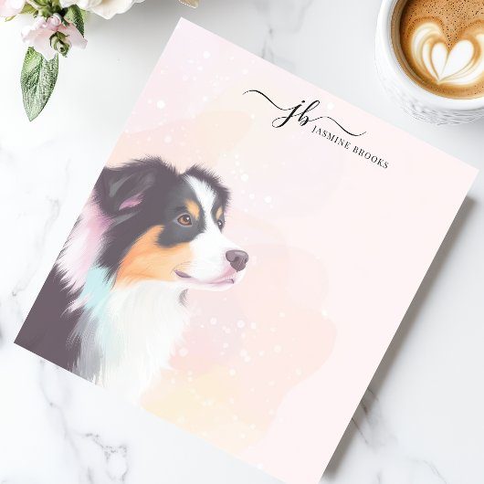 Waterverf Australian Shepherd gepersonaliseerd Notitieblok