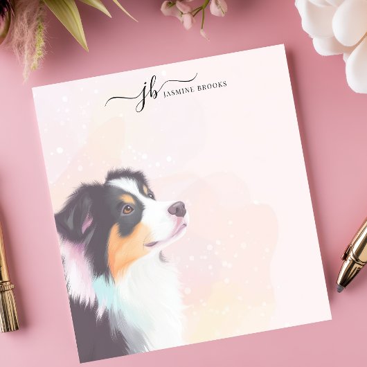 Waterverf Australian Shepherd gepersonaliseerd Notitieblok