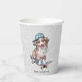 Waterverf Australian Shepherd Paper Cups Papieren Bekers (Achterkant)