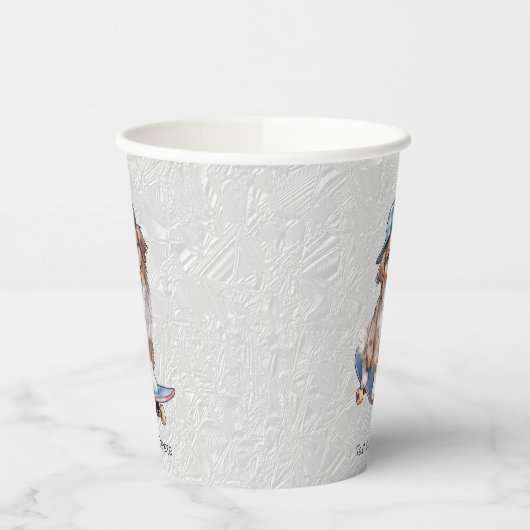 Waterverf Australian Shepherd Paper Cups Papieren Bekers (Links)