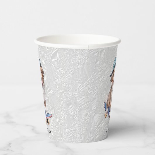 Waterverf Australian Shepherd Paper Cups Papieren Bekers (Rechts)